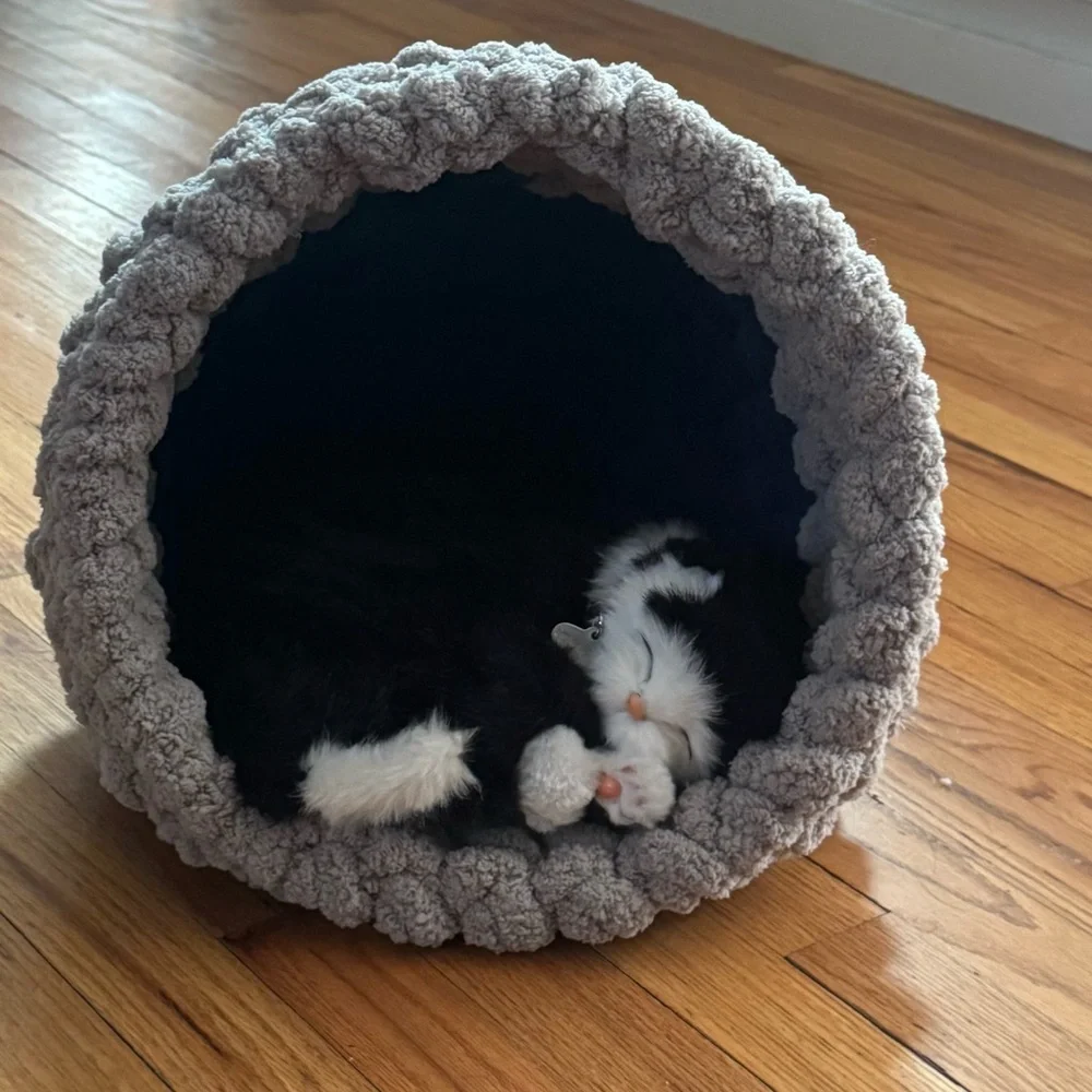 Handmade Gray Cat Hideaway Bed